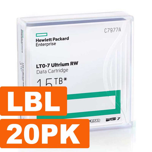 Hewlett HPE LTO, Ultrium-7, 6TB/15TB, RW Custom Labeled, 20/PK, with cases
