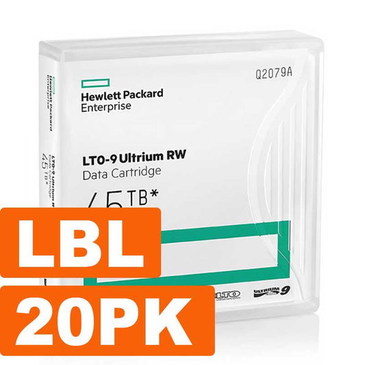Hewlett HPE LTO, Ultrium-9, 18TB/45TB, RW, Non-Custom Labeled, 20/PK with Cases
