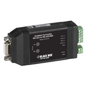 BLACK ASYNC RS232 TO RS422/485 INTERFACE CONVERTER - DB9 TO TERMINAL BLOCK, OPTO-ISOLA