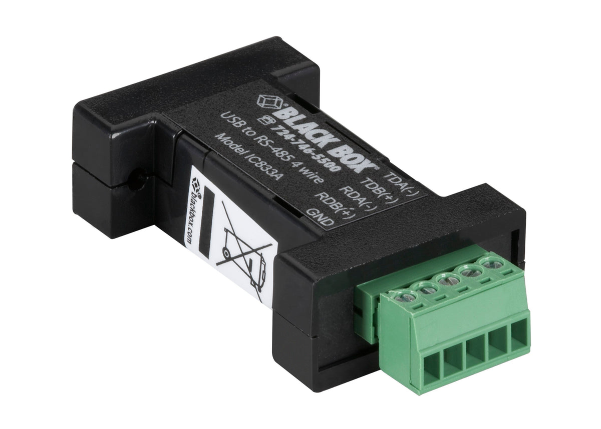 BLACK USB 2.0 TO RS485 4-WIRE CONVERTER - TERMINAL BLOCK, 1-PORT
