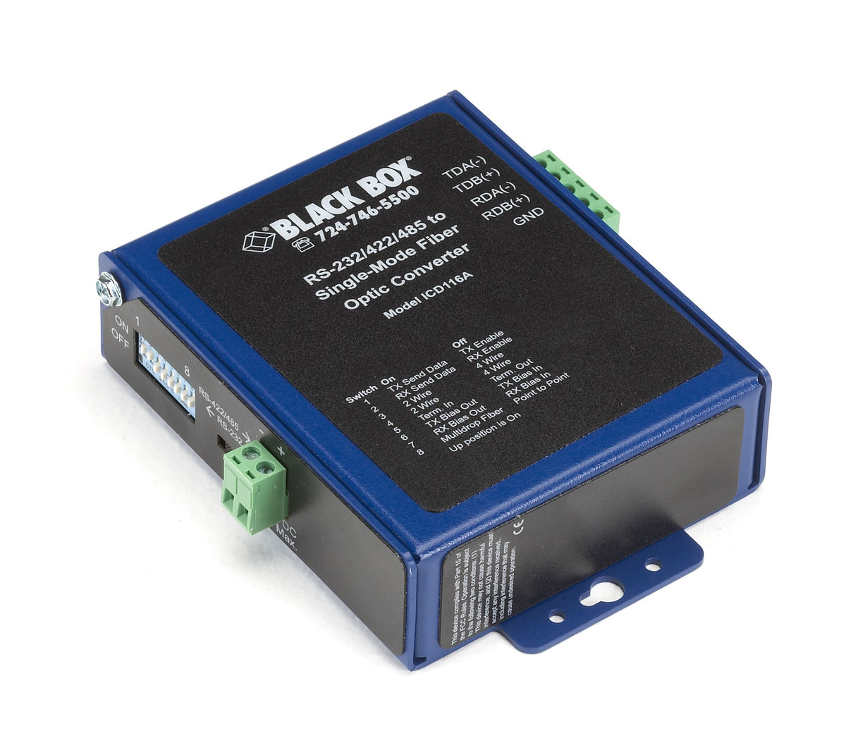 BLACK INDUSTRIAL OPTO-ISOLATED SERIAL TO FIBER SM ST CONVERTER IS THE IDEAL CHOICE FOR