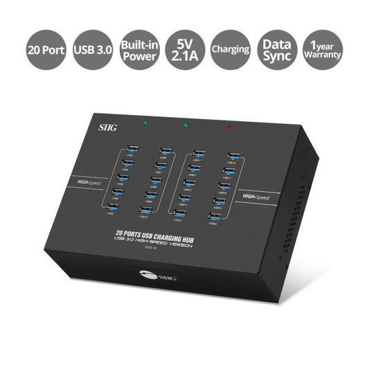 SIIG 20-PORT INDUSTRIAL USB 3.0 HUB WITH CHARGING