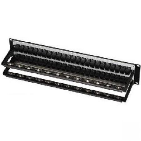 BLACK CAT5E FEED-THROUGH PATCH PANEL - 1U, UNSHIELDED, 24-PORT
