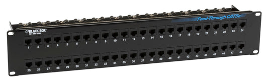 BLACK CAT5E FEED-THROUGH PATCH PANEL - 2U, UNSHIELDED, 48-PORT