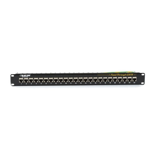 BLACK CAT6 FEED-THROUGH PATCH PANEL - 1U, SHIELDED, 24-PORT
