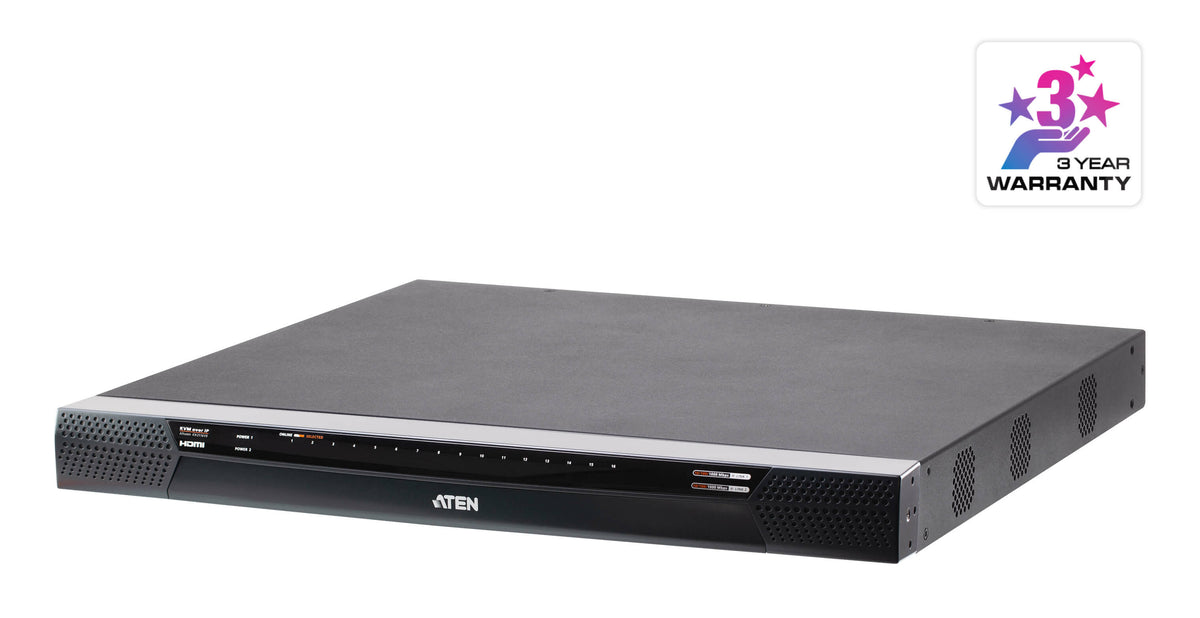 ATEN 2 REMOTE & 1 LOCAL SIMULTANEOUS USERS, 16PORT CAT5 FHD IP KVM WITH VIRTUAL MEDIA