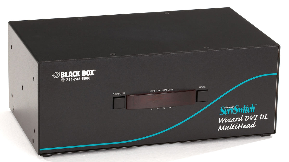 BLACK KVM SWITCH - TRI-HEAD, DVI-D DUAL-LINK, USB TRUE EMULATION, AUDIO, 4-PORT