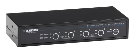BLACK DVI-D SINGLE-MONITOR DESKTOP KVM SWITCH - BIDIRECTIONAL USB, AUDIO, 4-PORT