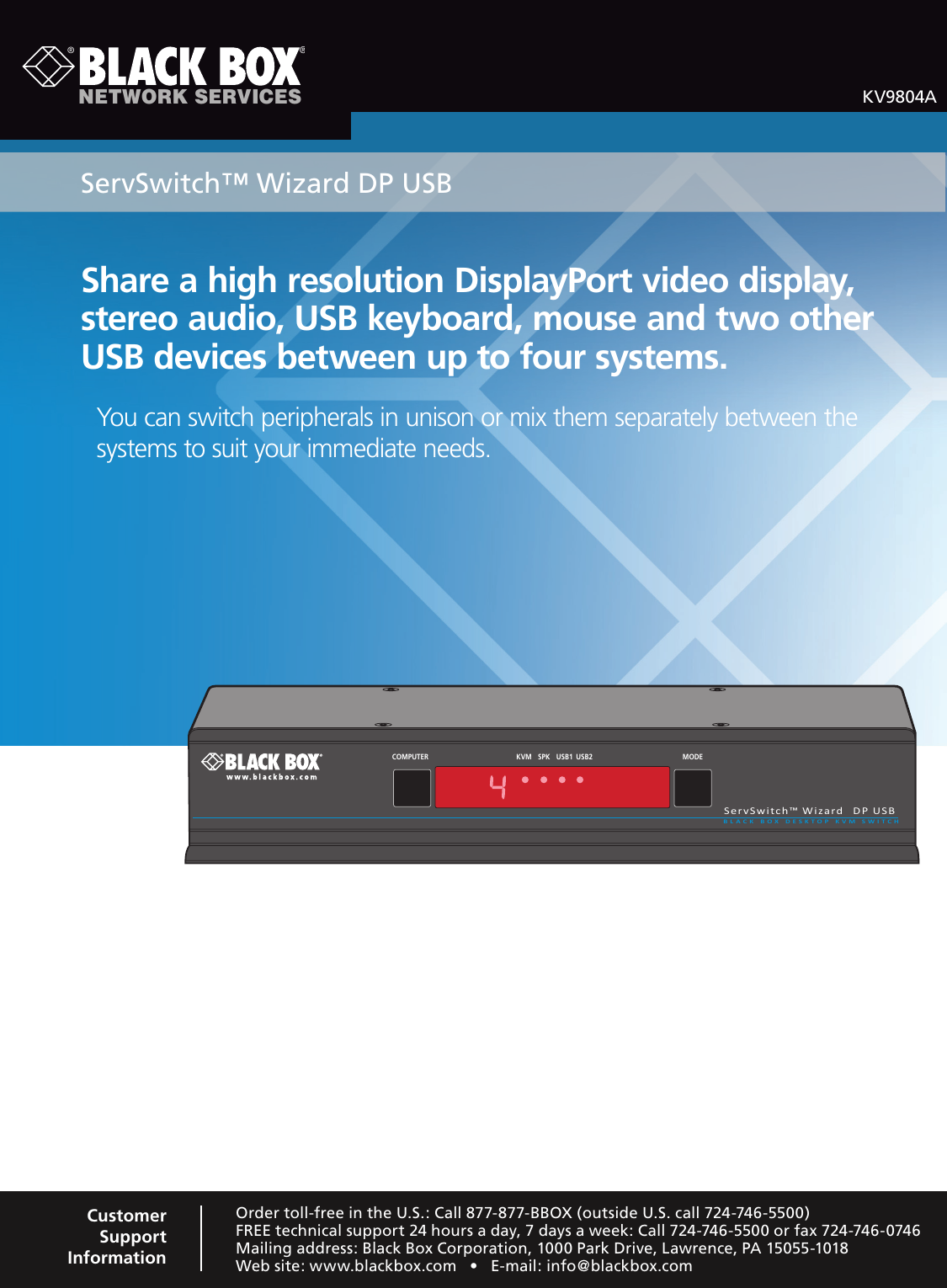 BLACK DP USB DISPLAYPORT DESKTOP KVM SWITCH - 4-PORT