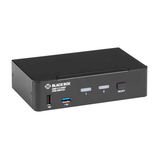 BLACK THE 2-PORT USB-C 4K KVM SWITCH ALLOWS TOTAL CONTROL OF TWO USB-C ENABLED COMPUTE