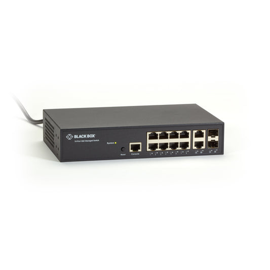 BLACK GIGABIT ETHERNET(1000-MBPS)MANAGED SWITCH-(8)10/100/1000-MBPS COPPER RJ45,(2)100