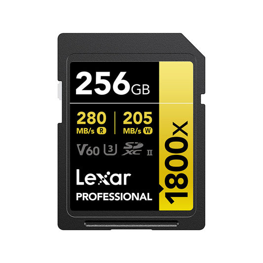 Lexar Professional SDXC Memory Card, 1800x 256GB, Class 10, UHS-II, U3, GOLD Series, 2/PK