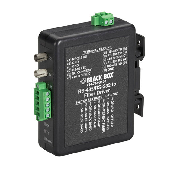 BLACK ASYNC RS232/422/485 (2) EXTENDER FIBER - TERMINAL BLOCK TO ST MULTIMODE