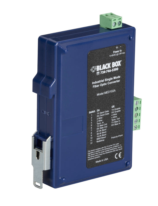 BLACK ASYNC RS232/422/485 EXTENDER OVER FIBER - TERMINAL BLOCK TO SINGLEMODE SC