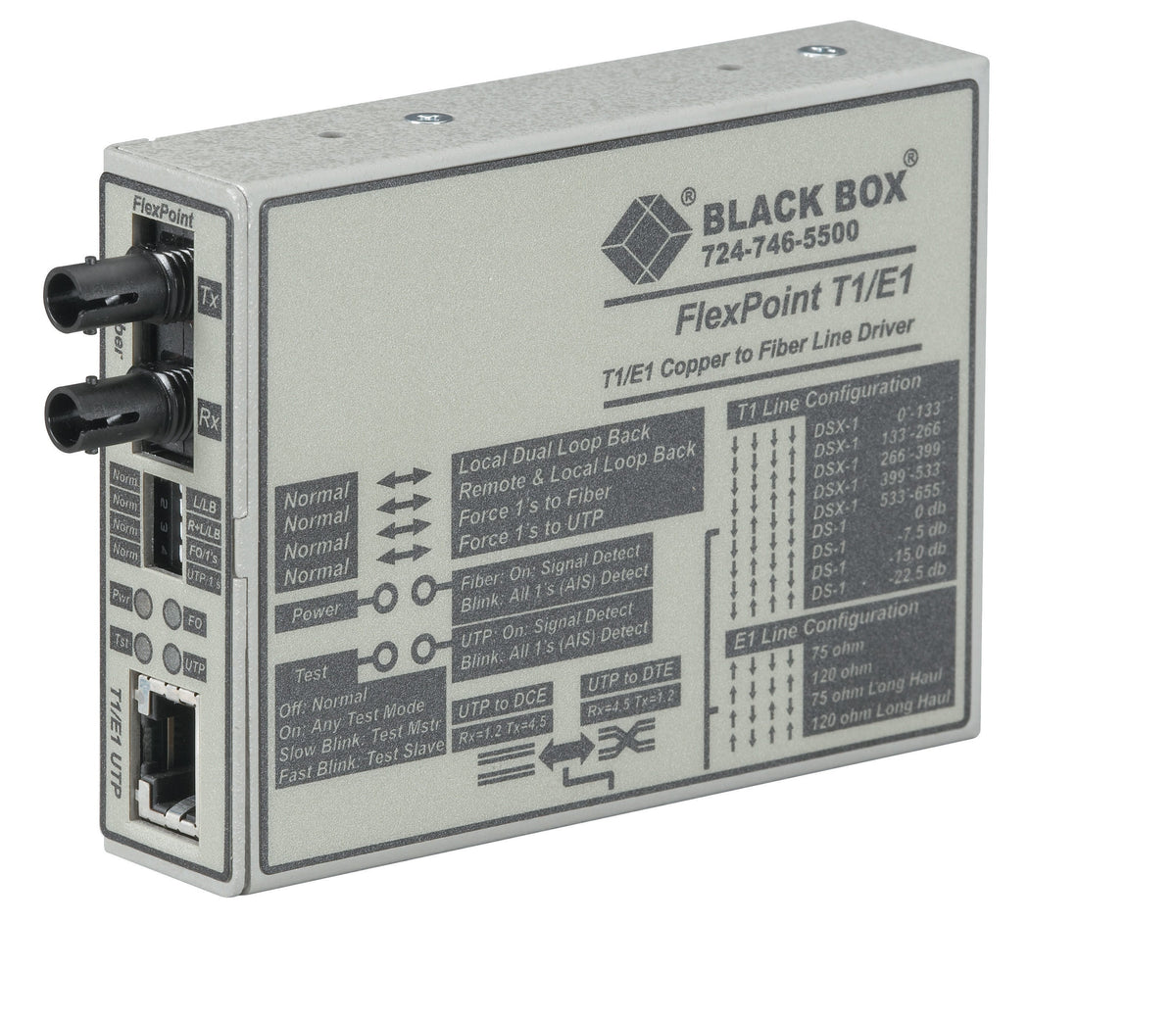 BLACK MANAGED T1/E1 MEDIA CONVERTER - T1/E1 CO