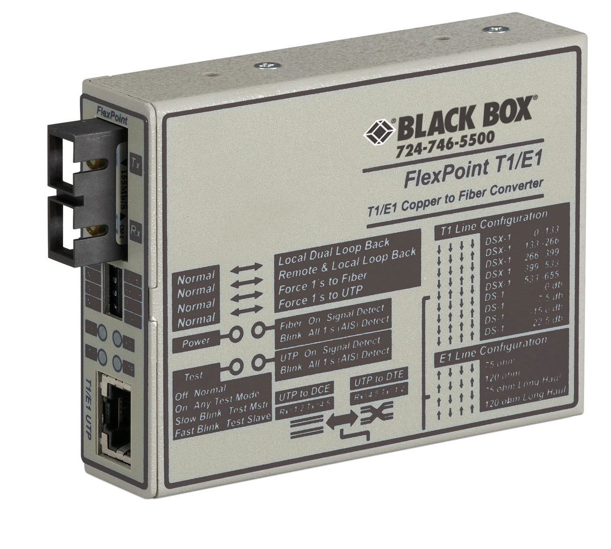 BLACK MANAGED T1/E1 MEDIA CONVERTER - T1/E1 CO