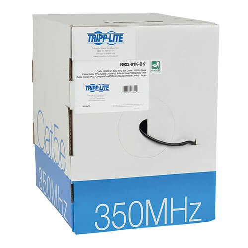 Eaton 1000ft Cat5 / Cat5e Bulk Cable Solid CMR PVC 350MHz Black 1000'