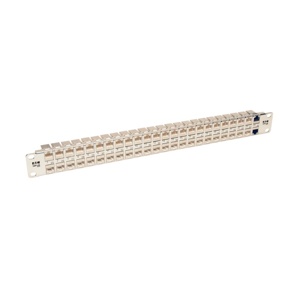 EATON TRIPP LITE SERIES 48-PORT 1U RACK-MOUNT STP SHIELDED CAT6A FEEDTHROUGH PAT