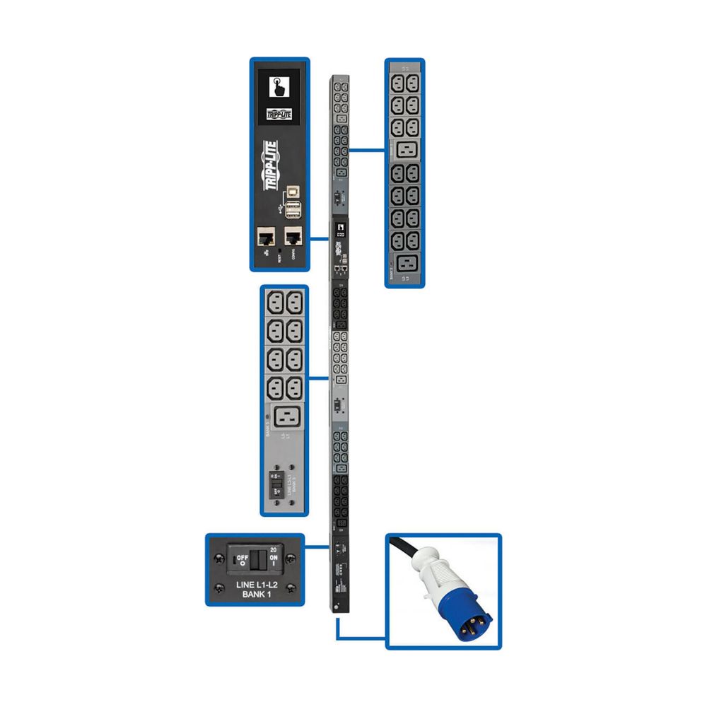EATON PDU3EVN10G60B - TRIPP LITE SERIES 14.5KW 200-240V 3PH MONITORED PDU - LX INTERFA