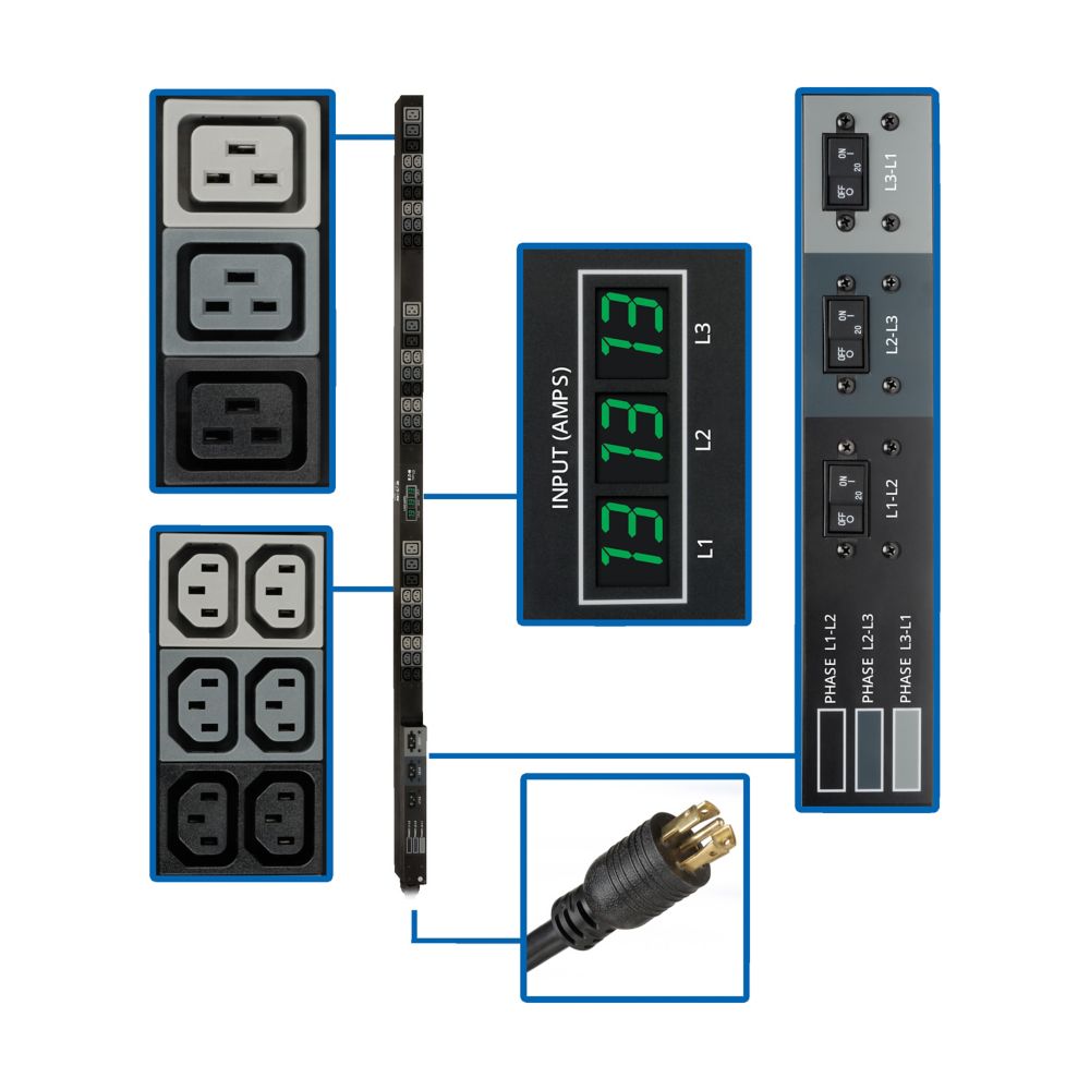 EATON PDU3MV6L2130A - POWER DISTRIBUTION UNIT - VERTICAL (0U) - 208V - 8.6KW - (36) C1
