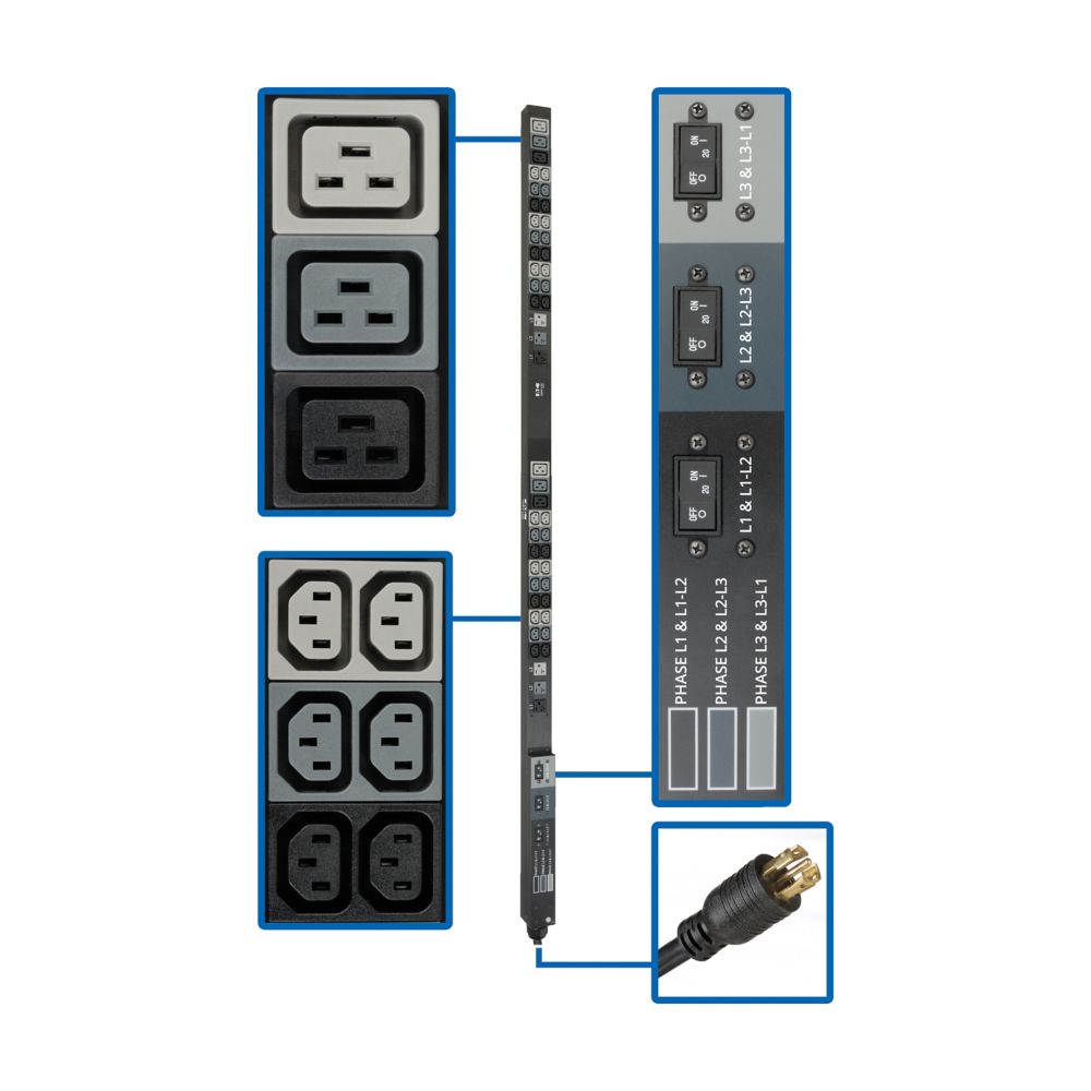 EATON TRIPP LITE SERIES 8.6KW 208/120V THREE-PHASE BASIC PDU - 48 OUTLETS (36 C1