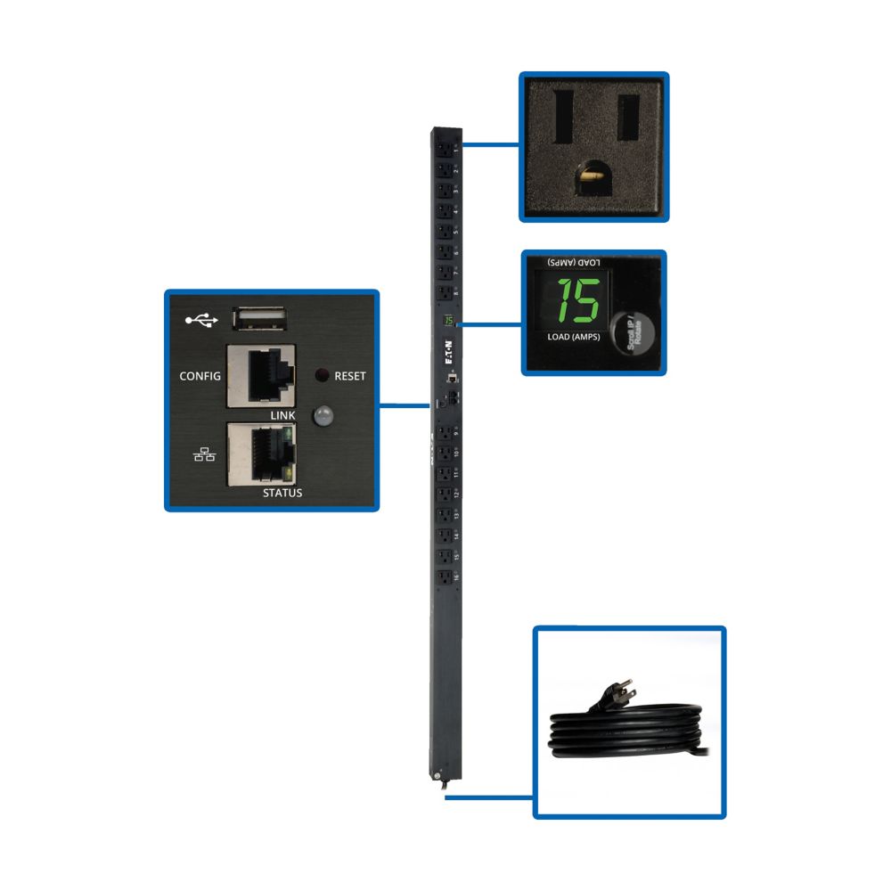 EATON 1.4KW SINGLE-PHASE SWITCHED PDU - LX INTERFACE, 120V OUTLETS (16 5-15R), 1