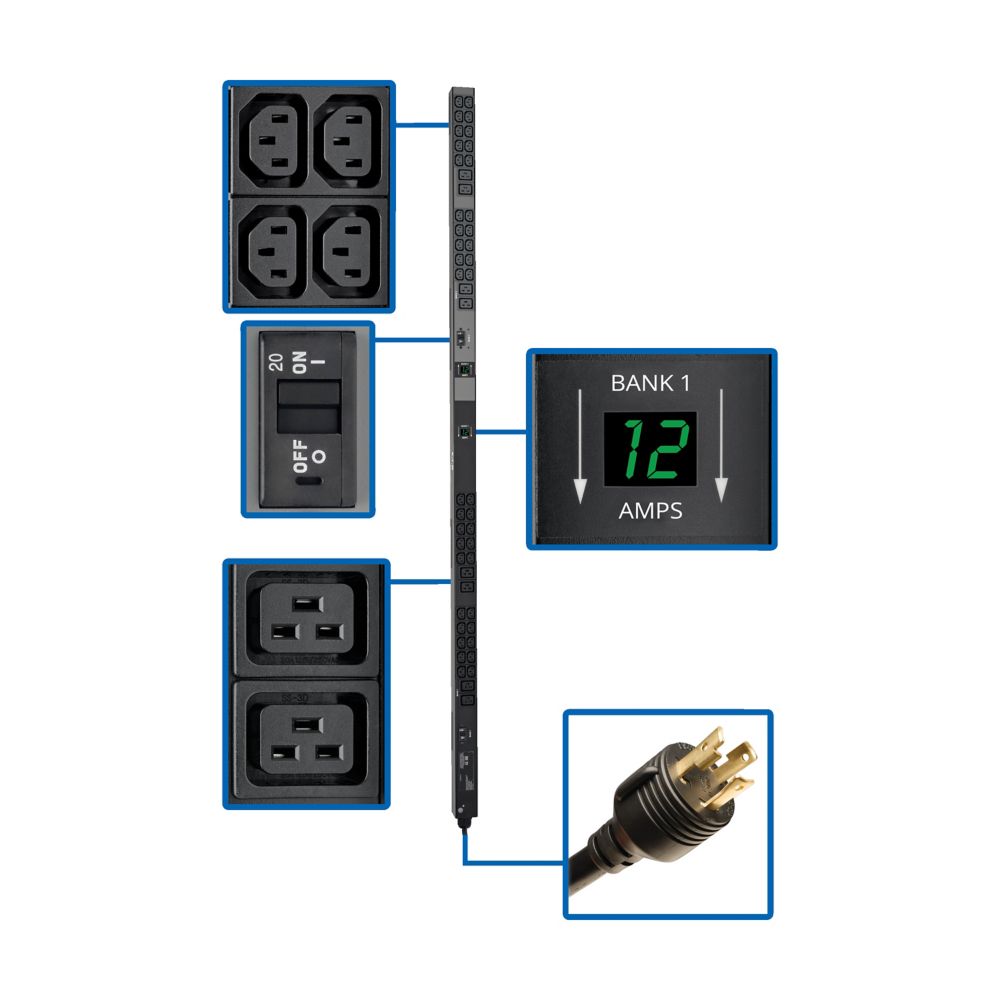 EATON PDU METERED VERTICAL 5.8KW 208/240V 8 C19 40 C13 L6-30P 0U TAA
