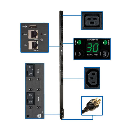 EATON 5.5KW SINGLE-PHASE SWITCHED PDU - LX INTERFACE, 208/230V OUTLETS (20 C13 &