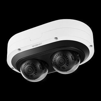 HANWHA NETWORK VANDAL OUTDOOR 2CH AI IR DOME CAMERA, (6MP X 2 SENSORS) 12MP @ 15FPS, 3.