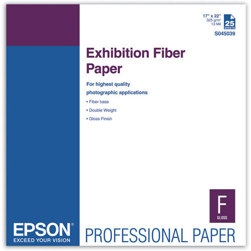 EPSON EXHIBIT FIBER PAPER MEDIA 17INX22IN 25 SHEETS