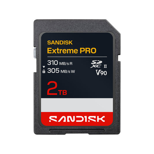 SanDisk Extreme Pro SDXC Memory Card, 2TB, UHS-II, V90, Read 310MB/s Write 304MB/s