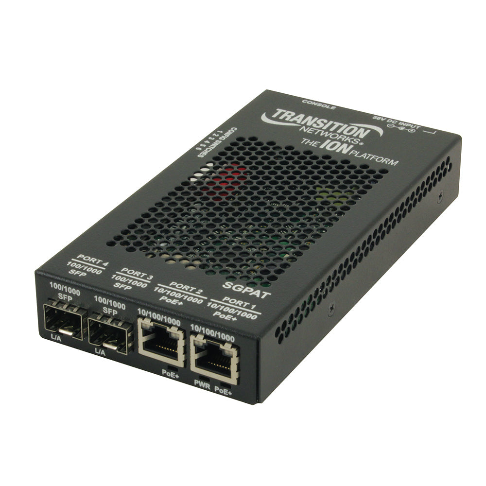 TRANSITION 10/100/1000 POE+ RJ-45 TO 1000BASE-SX MM SC MEDIA CONVERTER W/ -NA POWER
