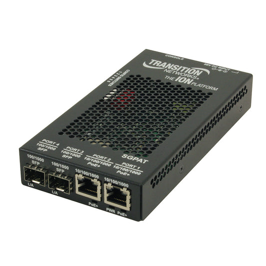 TRANSITION 10/100/1000 POE+ RJ-45 TO 1000BASE-SX MM SC MEDIA CONVERTER W/ -NA POWER