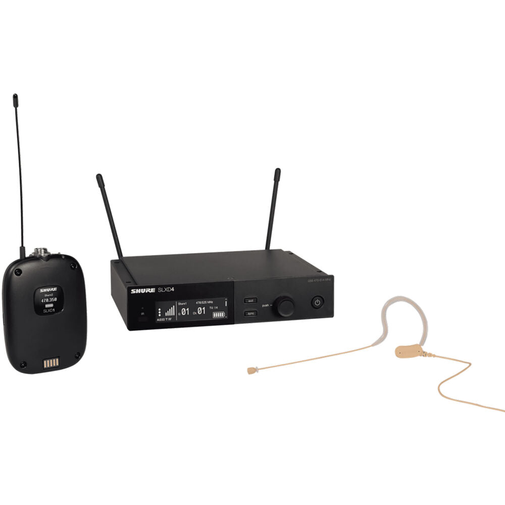 SHURE Combo System with SLXD1 Bodypack SLXD4 Receiver and MX153T Earset Headworn