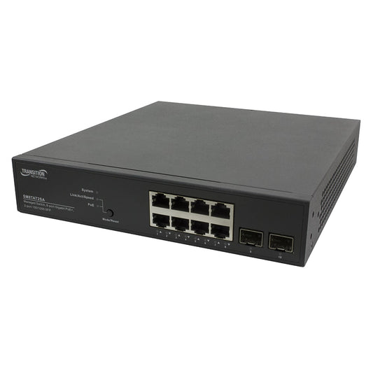 LANTRONIX SMART MANAGED POE+ SWITCH8PORT GIGABIT POE+ 2PORT 100/1000 SFP