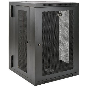 Eaton 18U Wall Mount Rack Enclosure Cabinet Swinging Hinged Door Deep