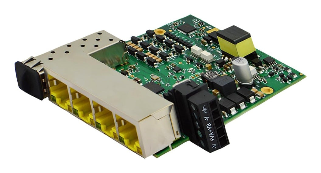 BRAINBOXES 4 PORT POE+ GB ENET SWITCH/SFP EMB FORMAT HIGH-SPEED DATA TRANSFER