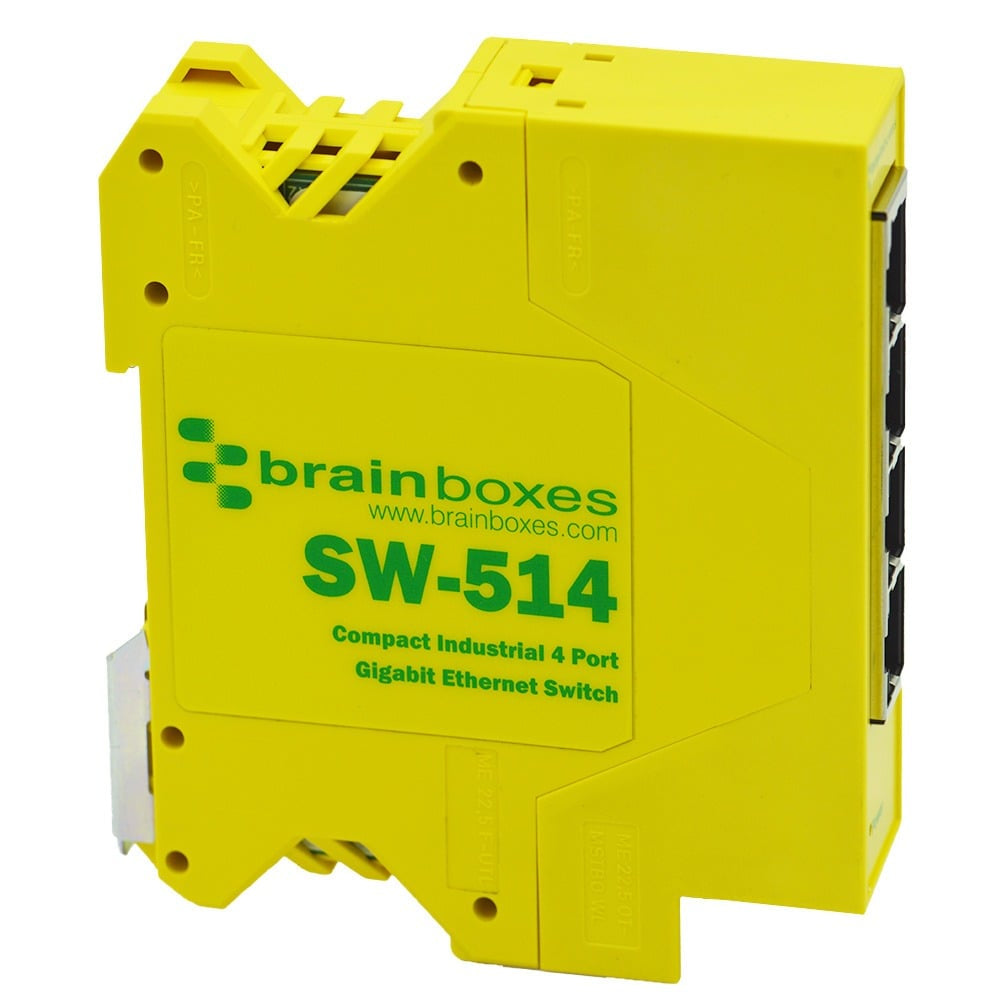 BRAINBOXES 4 PORT GIGABIT SWITCH ETHERNET INDUSTRIAL TEMP RANGE -40F +176F