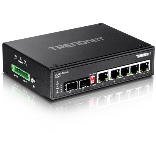 TRENDNET 6-PORT HARDENED INDUSTRIAL GIGABIT SWITCH (5 GIGABIT / 1 SHARED SFP / 1 DEDICATE