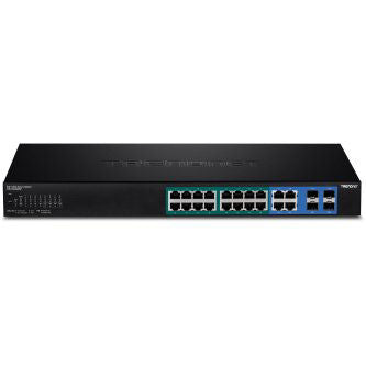 TRENDNET 20-PORT GIGABIT WEB SMART POE+ SWITCH W/ 2 SHARED SFP SLOTS (16 POE+, 2SFP) (370