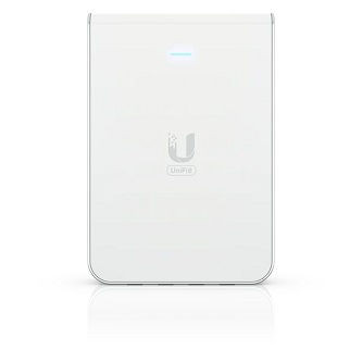 Ubiquiti Wall-mounted WiFi 6 access point with a built-in PoE switch.
