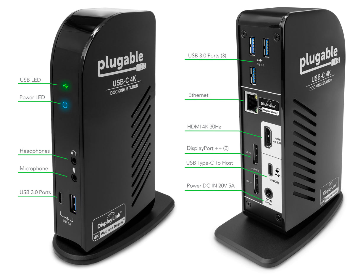 PLUGABLE 4K TRIPLE MONITOR DOCKING STATION W/PD - USB-C TO HDMI DP
