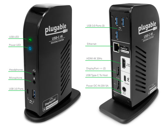 PLUGABLE 4K TRIPLE MONITOR DOCKING STATION W/PD - USB-C TO HDMI DP