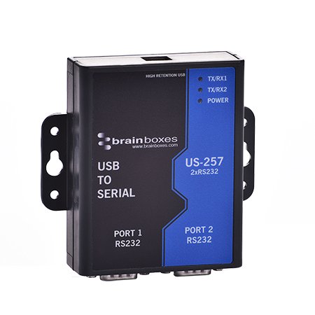 BRAINBOXES 2PORT DB9 SER USB RS232 1MBD INDUSTRIAL CASING F/DESKTOP