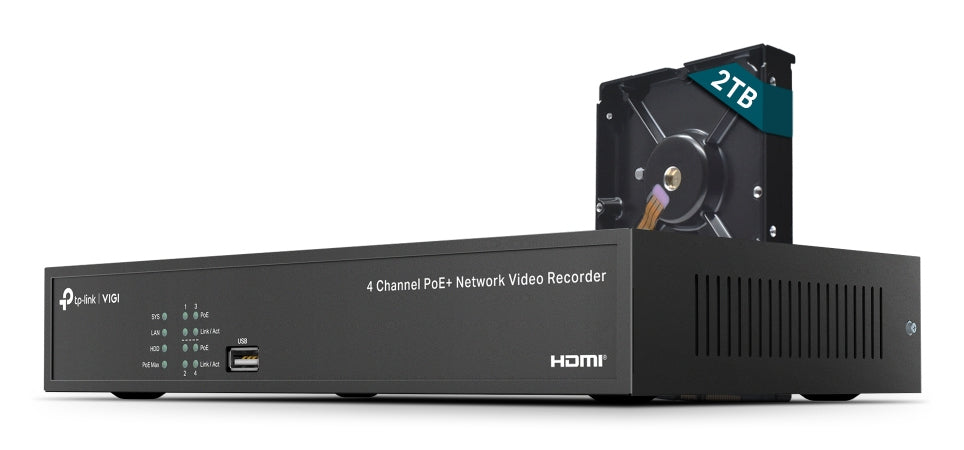 TP 4 Channel PoE NVR- Built in 2TB HDD