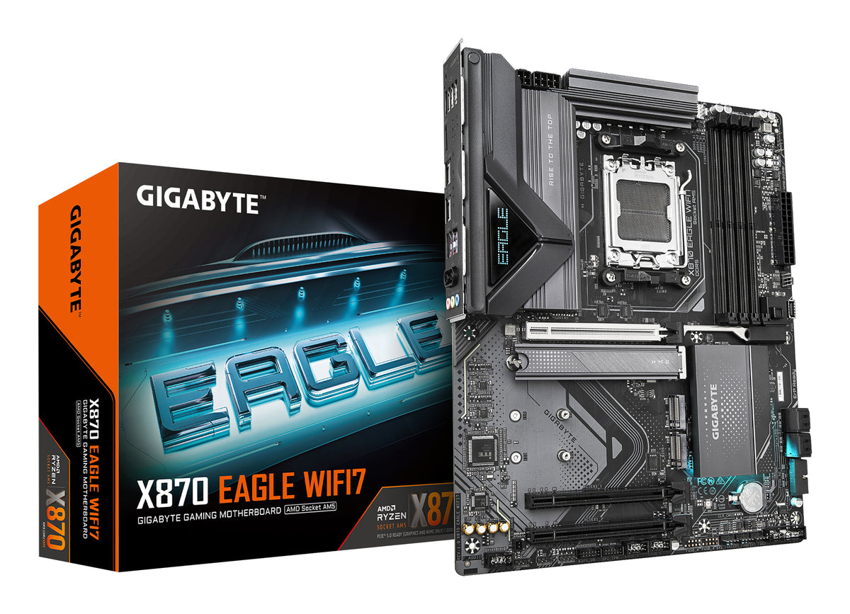 GIGABYTE Ultra Durable X870 EAGLE WIFI7 Gaming Desktop Motherboard - AMD X870 Chipset - Socket AM5 - ATX | SKU MB-X87EGWF