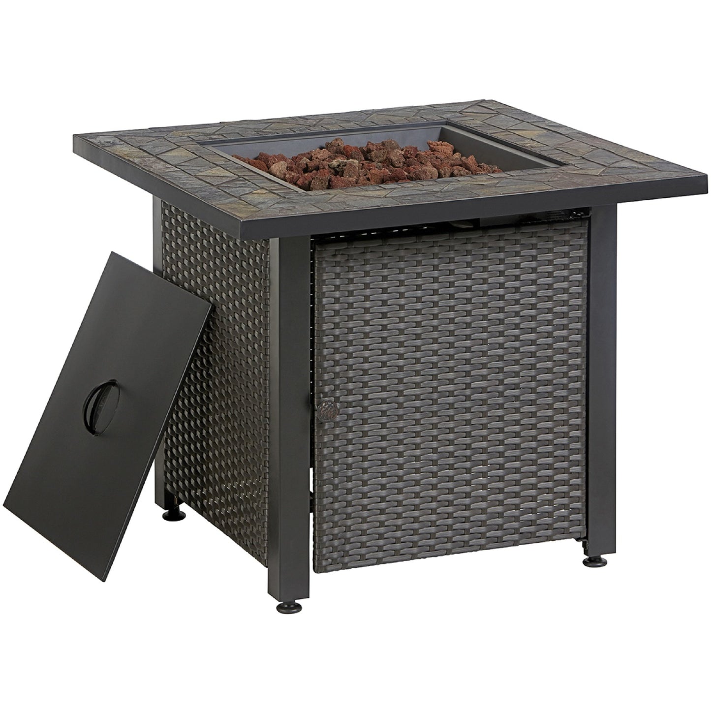 ES Slate Tile Fire Pit Gas LR