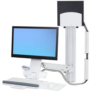 Ergotron StyleView Sit-Stand Combo System With Medium white CPU Holder