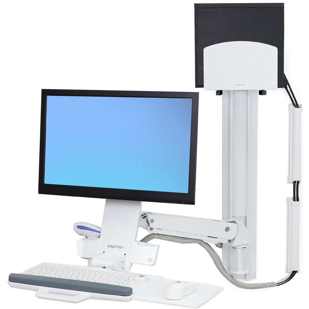 Ergotron StyleView Sit-Stand Combo System With Medium white CPU Holder