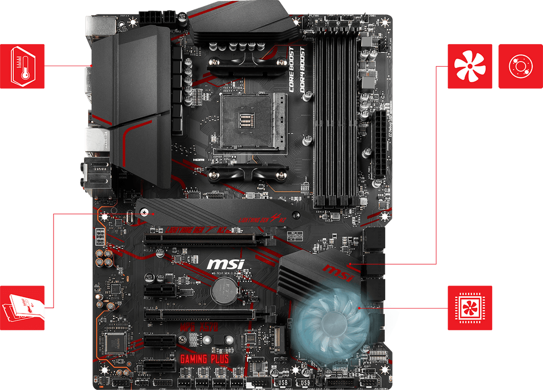MSI Motherboard X570GAMINGPLUS MPG X570 GAMING PLUS AMD RYZEN9 AM4 X570 Max128GB ATX Retail